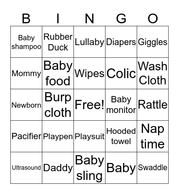 Welcome Baby Jack! Bingo Card