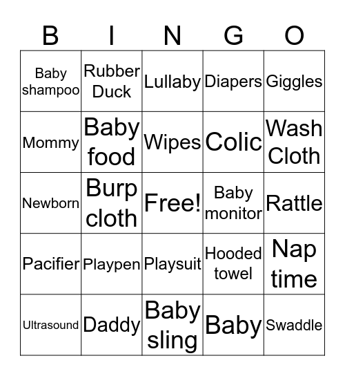 Welcome Baby Jack! Bingo Card