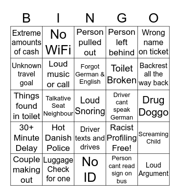Marleens Wild Ride Bingo Card