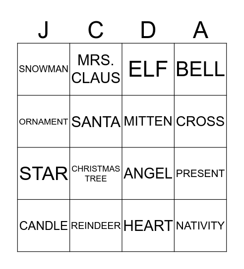 Christmas Bingo Card