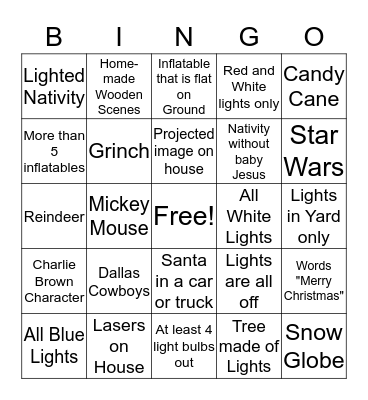 Small Group Christmas Lightapalooza Bingo Card