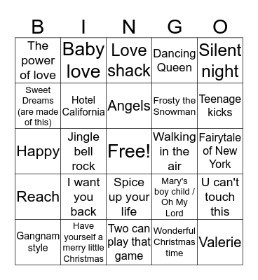 Christmas Music Bingo! Bingo Card