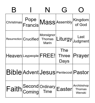 We are the Church Bingo Card