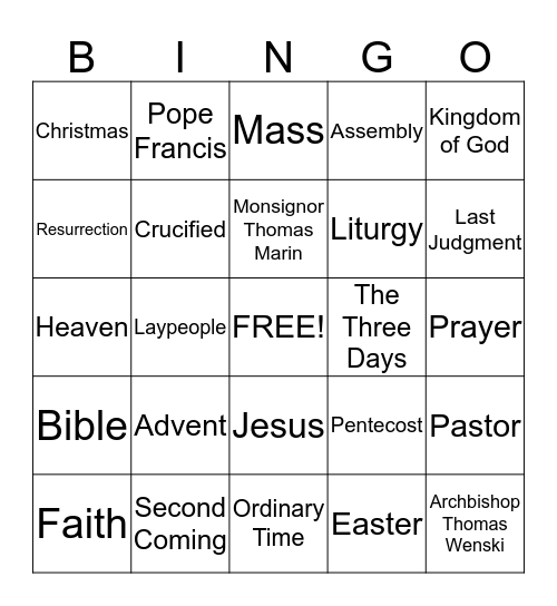 We are the Church Bingo Card