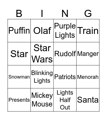 Jammie Cocoa Christmas Bingo Card