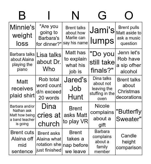 Christmas Bingo Card