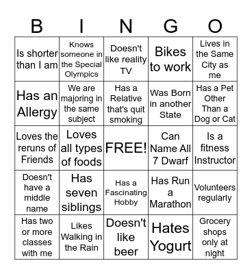 KALAMAZOO BINGO Card