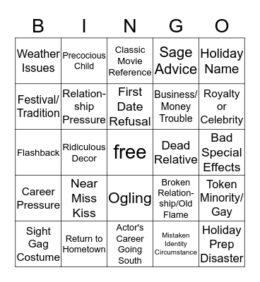 HOLIDAY MOVIE BINGO Card