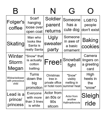 Hallmark Christmas Bingo Card