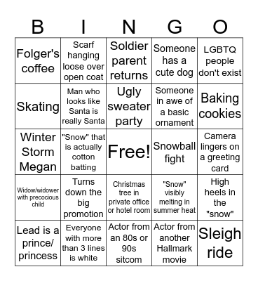 Hallmark Christmas Bingo Card