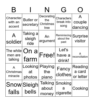 Hallmark Christmas Movie Bingo Card