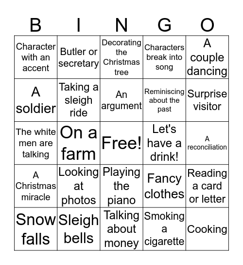 Hallmark Christmas Movie Bingo Card