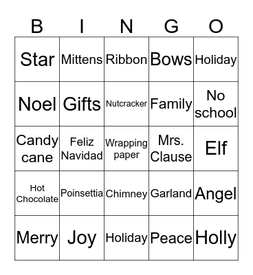 Christmas Jingle Bingo Card