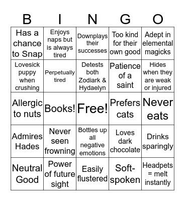 Harmonia Bingo Card