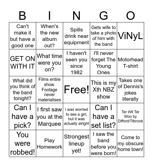 NBZ Bingo Card