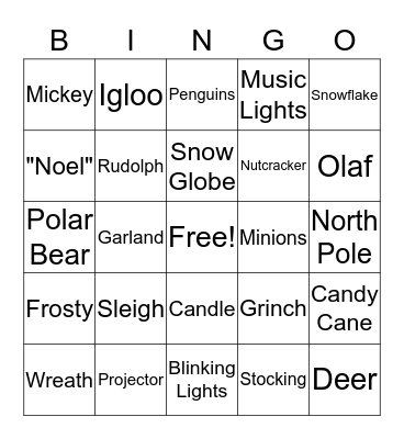 Christmas Lights 2019 Bingo Card