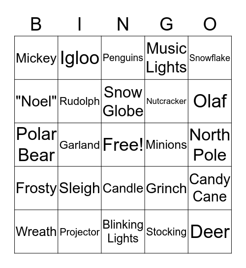 Christmas Lights 2019 Bingo Card