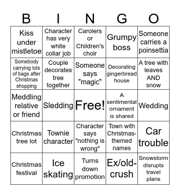 Hallmark Christmas Movie Bingo Card