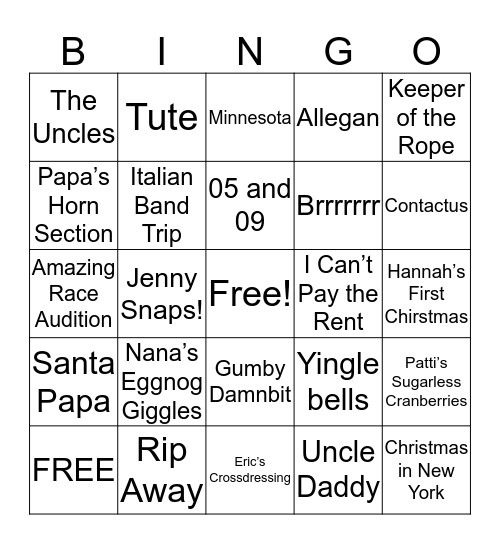 BARON Bingo Card