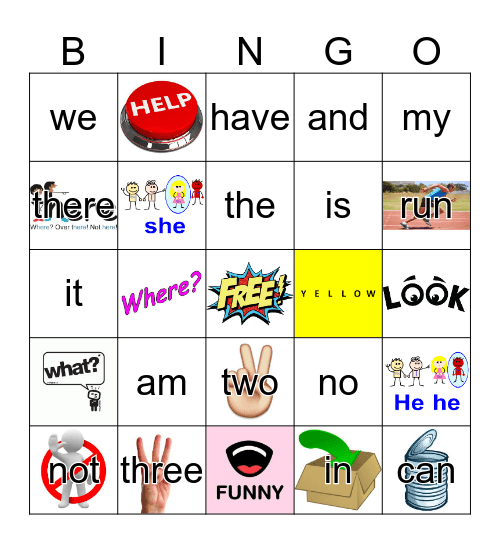 Sight Words Bingo Card
