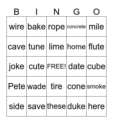 Layer Cake Bingo Card