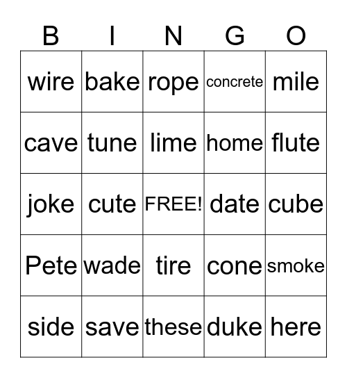 Layer Cake Bingo Card