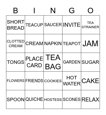 TEA CLUB BINGO Card