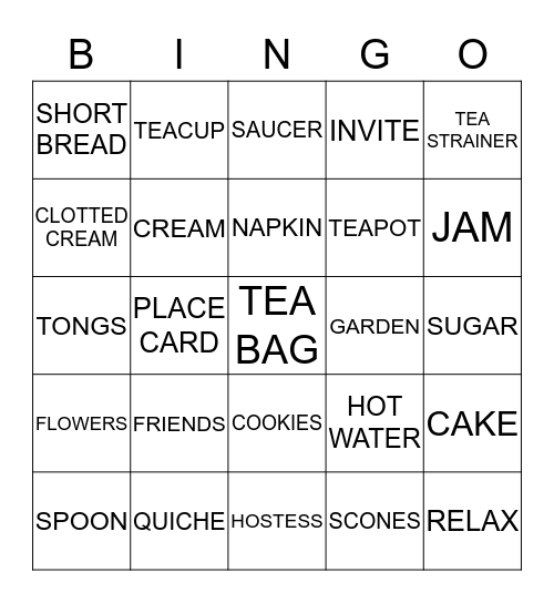 TEA CLUB BINGO Card