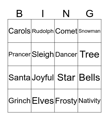 Christmas Bingo Card