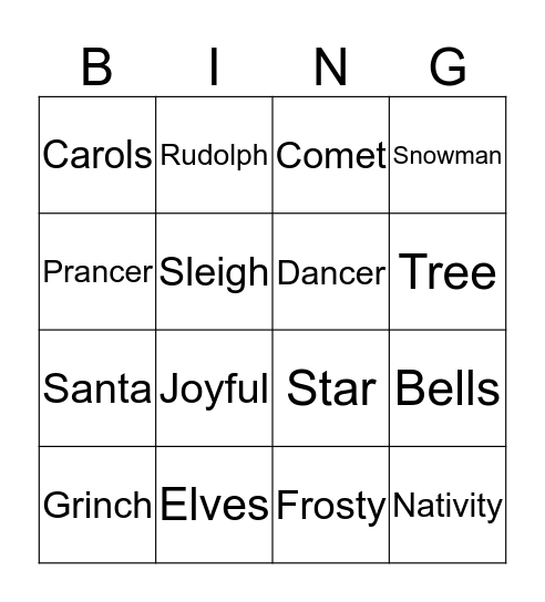 Christmas Bingo Card