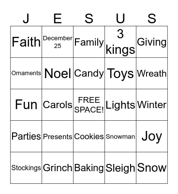 CHRISTMAS Bingo Card