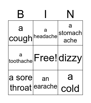 Health problems Bingo Card