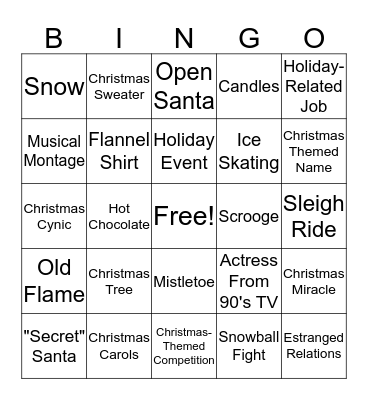 Christmas Movie Bingo Card