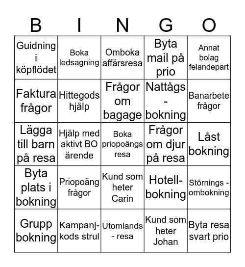 SJ Bingo Card