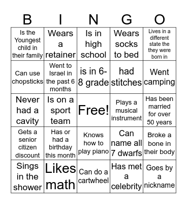 Find someone who... Bingo Card