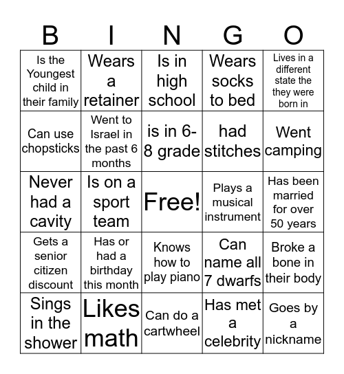 Find someone who... Bingo Card