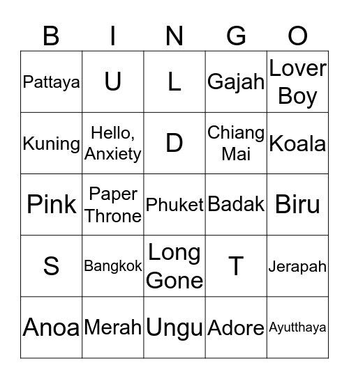 Lia Bingo Card