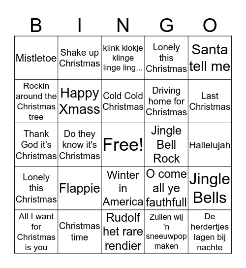 Christmas Bingo Montagne Bingo Card