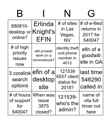 Christmas Bing (no o) Exercise Bingo Card