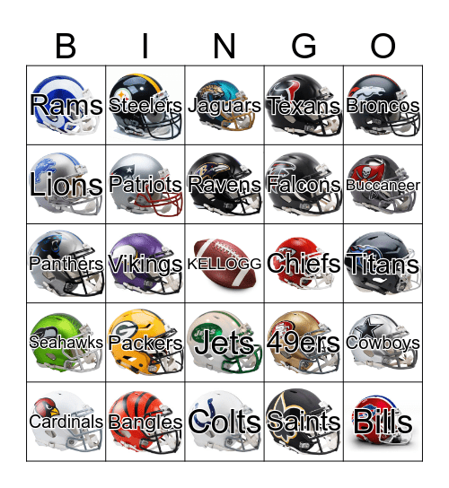 Kellogg Football Bingo Card