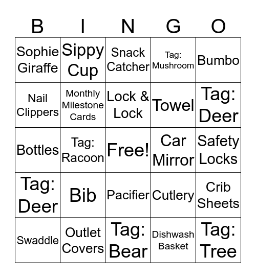 Baby Newman Bingo Card