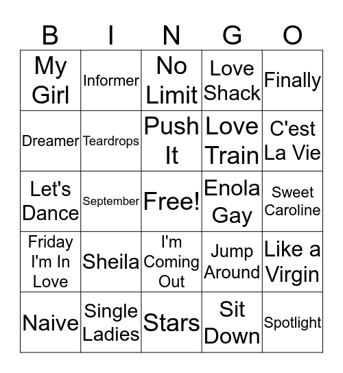 Vicar's Boogie Bingo Card