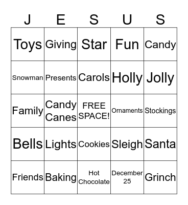 CHRISTMAS Bingo Card