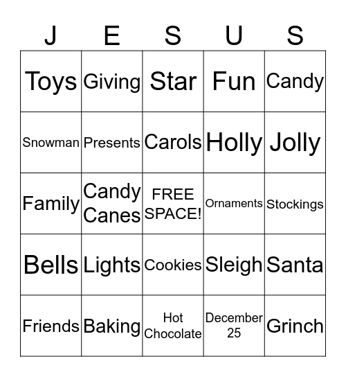 CHRISTMAS Bingo Card