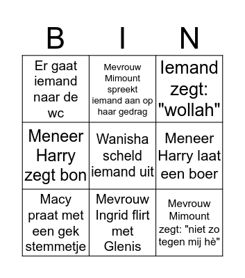 Glenis Bingo Card