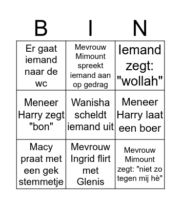 Glenis Bingo Card