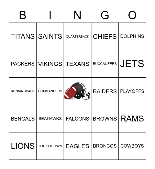 FOOTBALL BINGO! Bingo Card