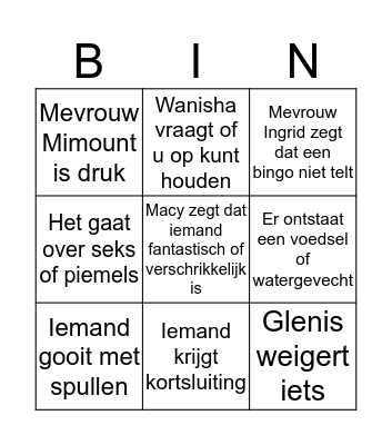 Meneer Harry Bingo Card