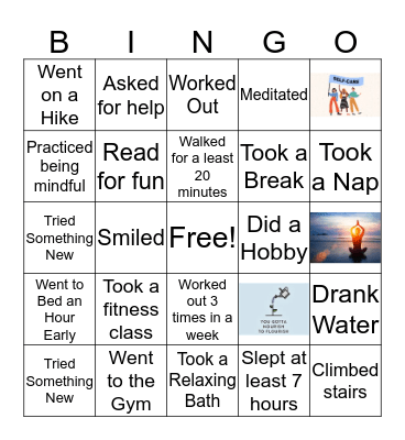 Self-Care Bingo Card