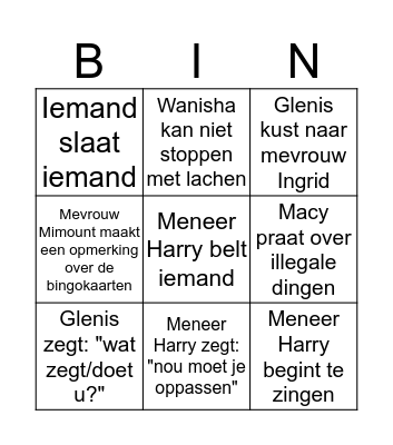Mevrouw Ingrid Bingo Card